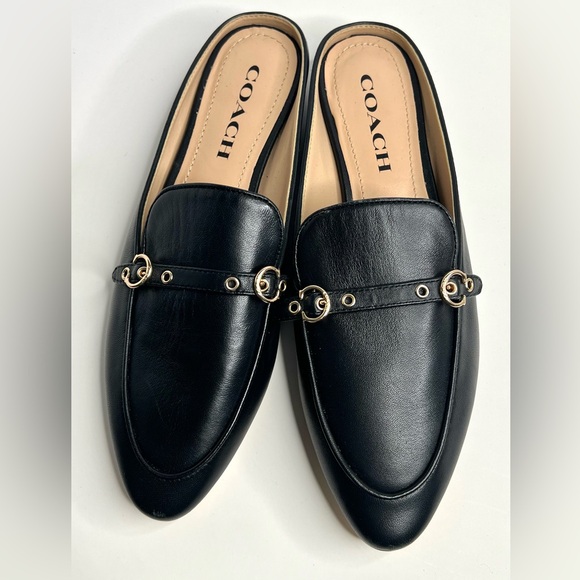Coach Women Irene Leather Mule low heel Black Sz. 6.5 - Picture 1 of 7